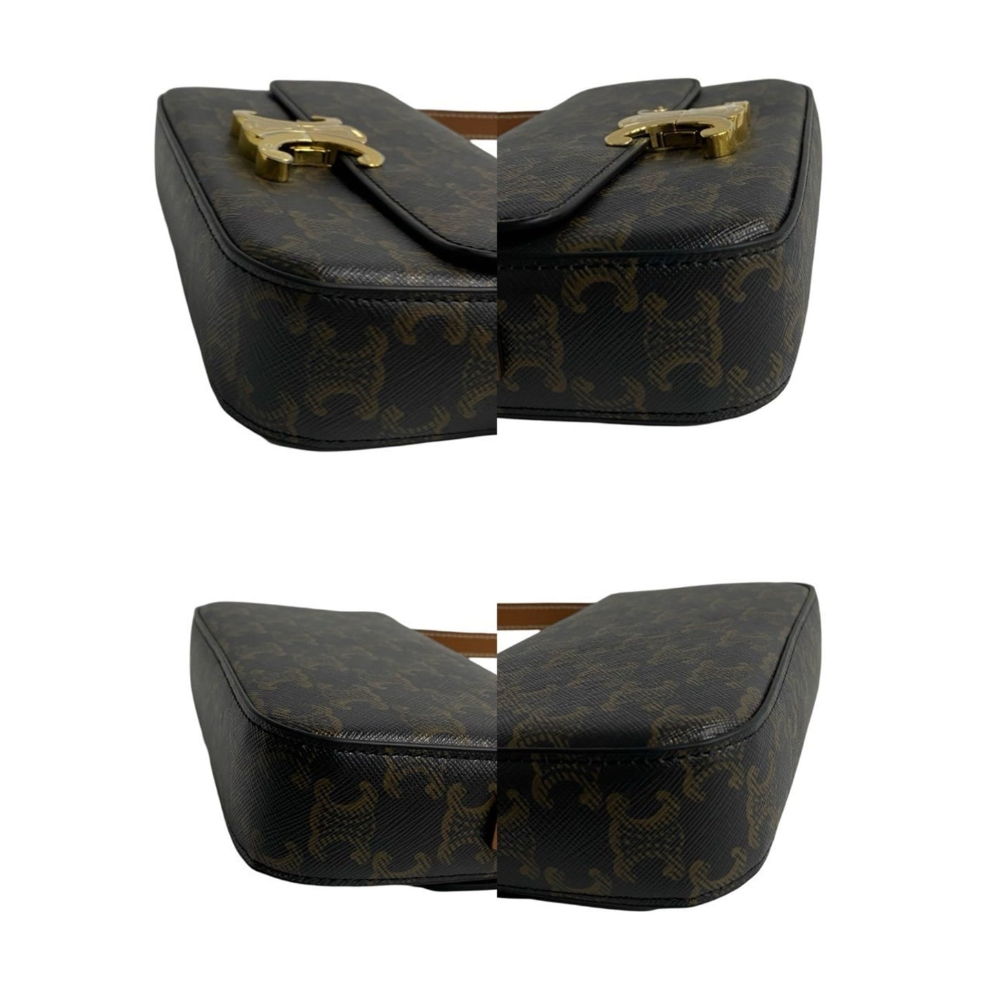 Celine Claude Triomphe Logo Hardware Leather Shoulder Bag