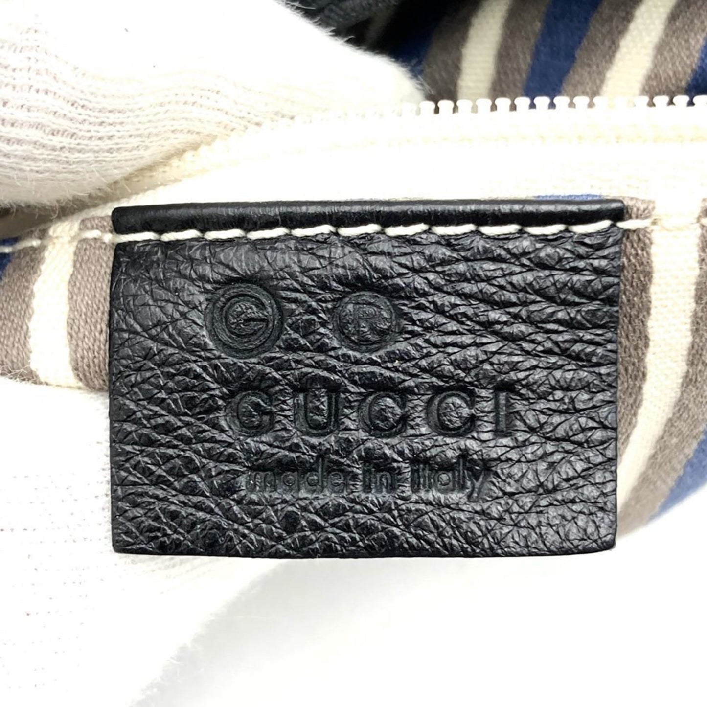 Gucci 257296 Shoulder Bag Gg Nylon Leather Black