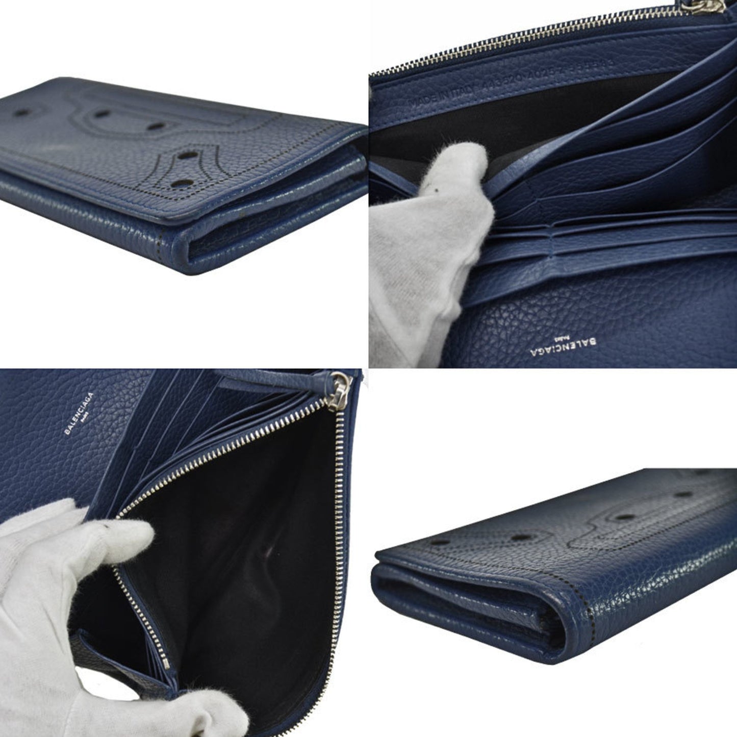 Balenciaga Balenciaga Long Wallet Navy Leather Folio
