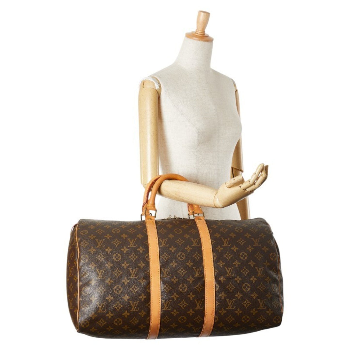 Louis Vuitton Monogram Keepall 50 Boston Bag Shoulder M41426 Brown Pvc Leather