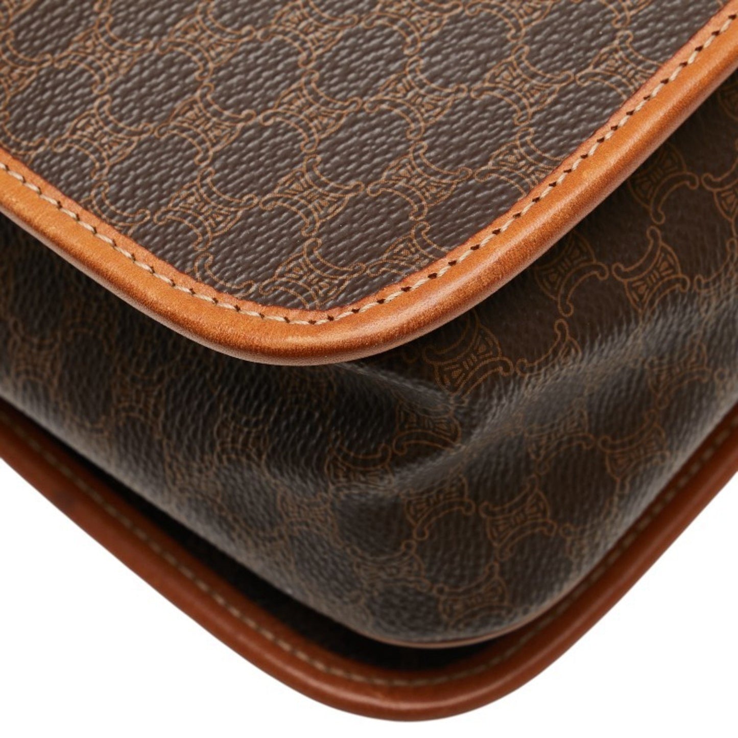 Celine Macadam Crossbody Shoulder Bag In Brown Leather