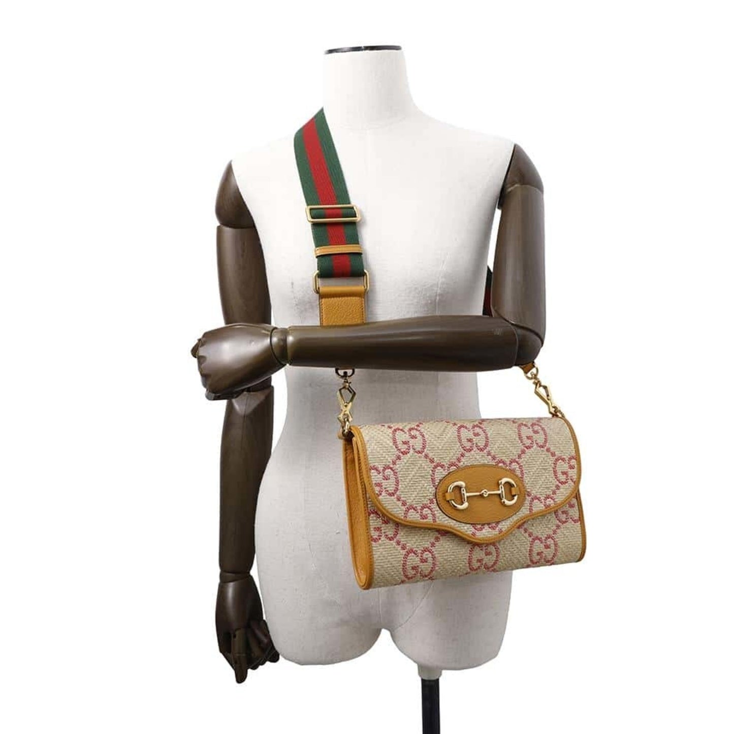 Gucci Shoulder Bag Horsebit Raffia Leather 677286 Gucci 2Way