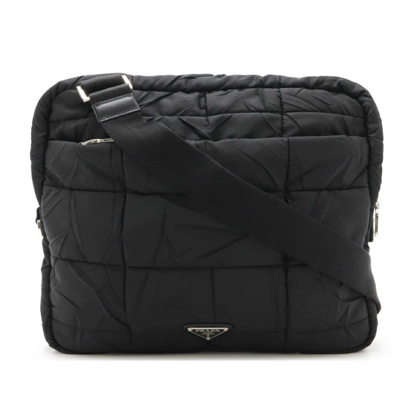 Prada Prada Shoulder Bag Quilted Wrinkled Nylon Nero Black Va0720