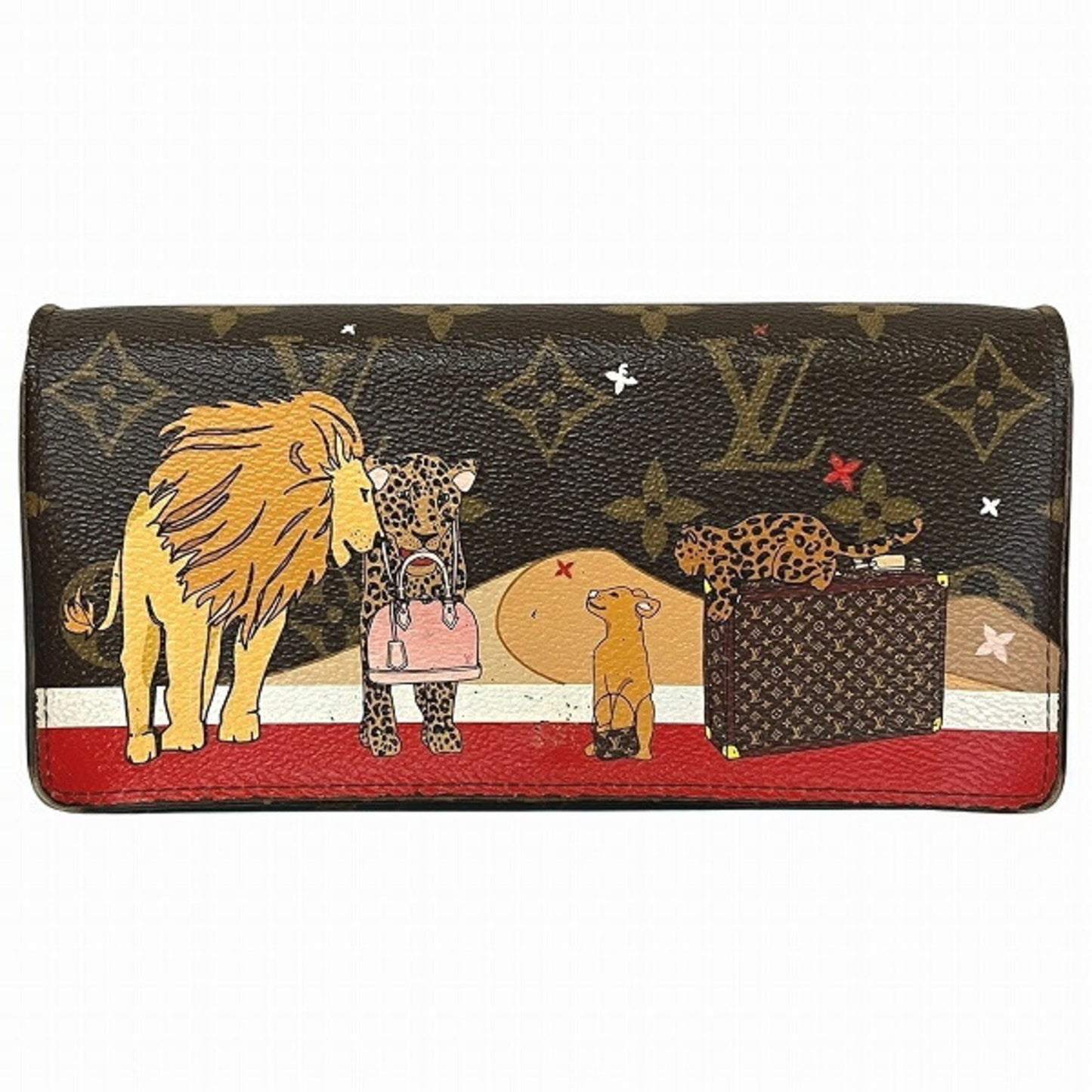 Louis Vuitton Monogram Portefeuille Sarah Animal Print M63424 Long Bifold Wallet