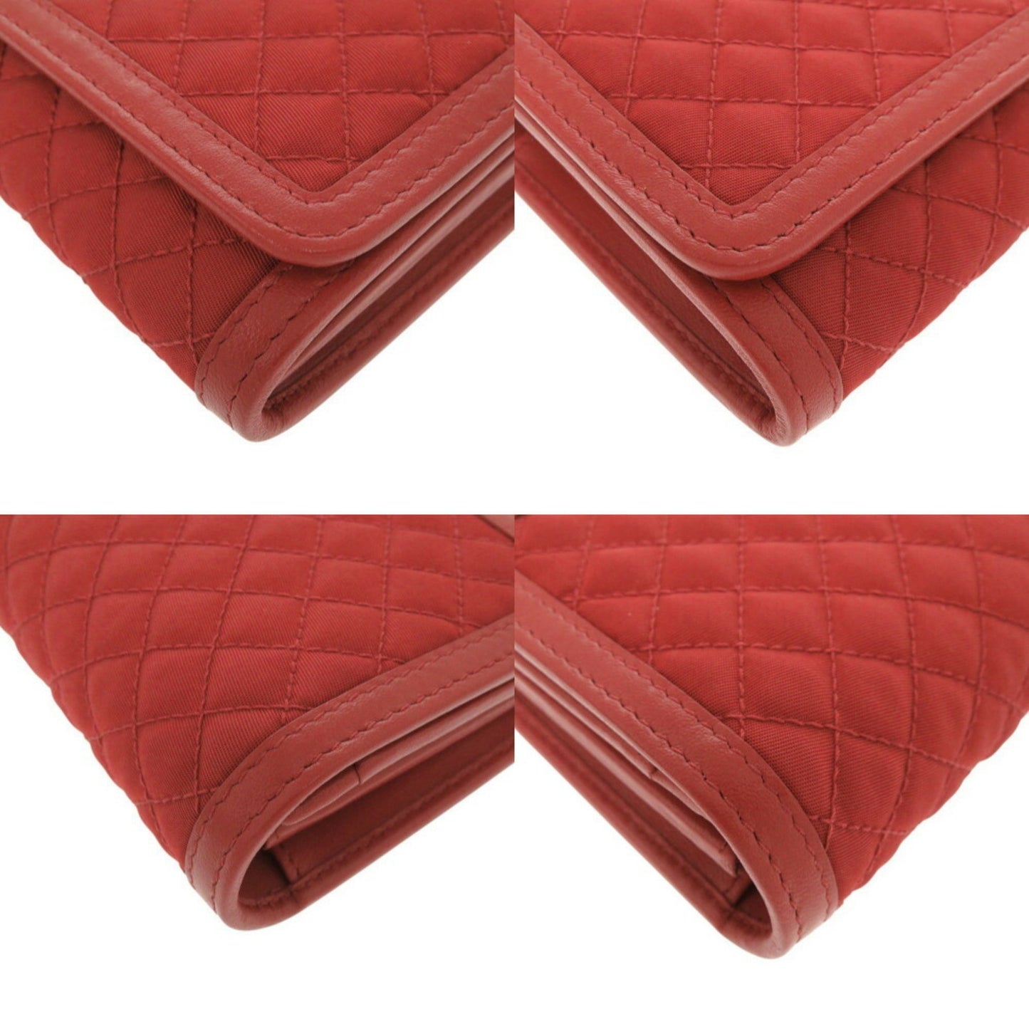 Like New Prada 1M1437 Nylon And Leather Red Shoulder Wallet