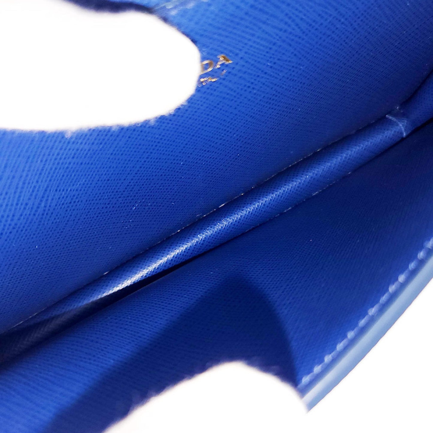 Prada Chain Wallet 1Zh048 Blue Saffiano Leather Long Shoulder