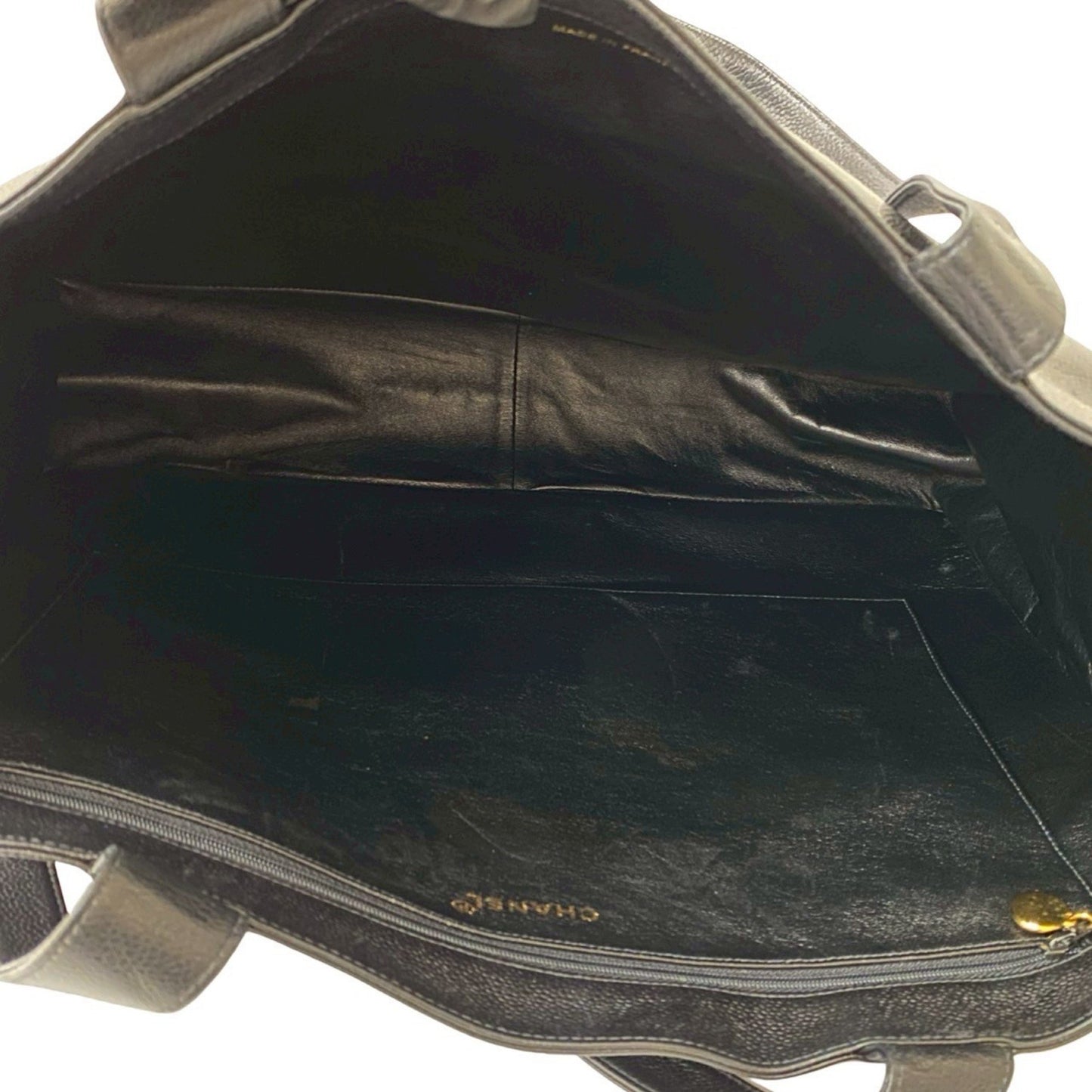 Chanel Deka Coco Mark Matte Caviar Leather Tote Bag/Semi Shoulder Bag Black 31287