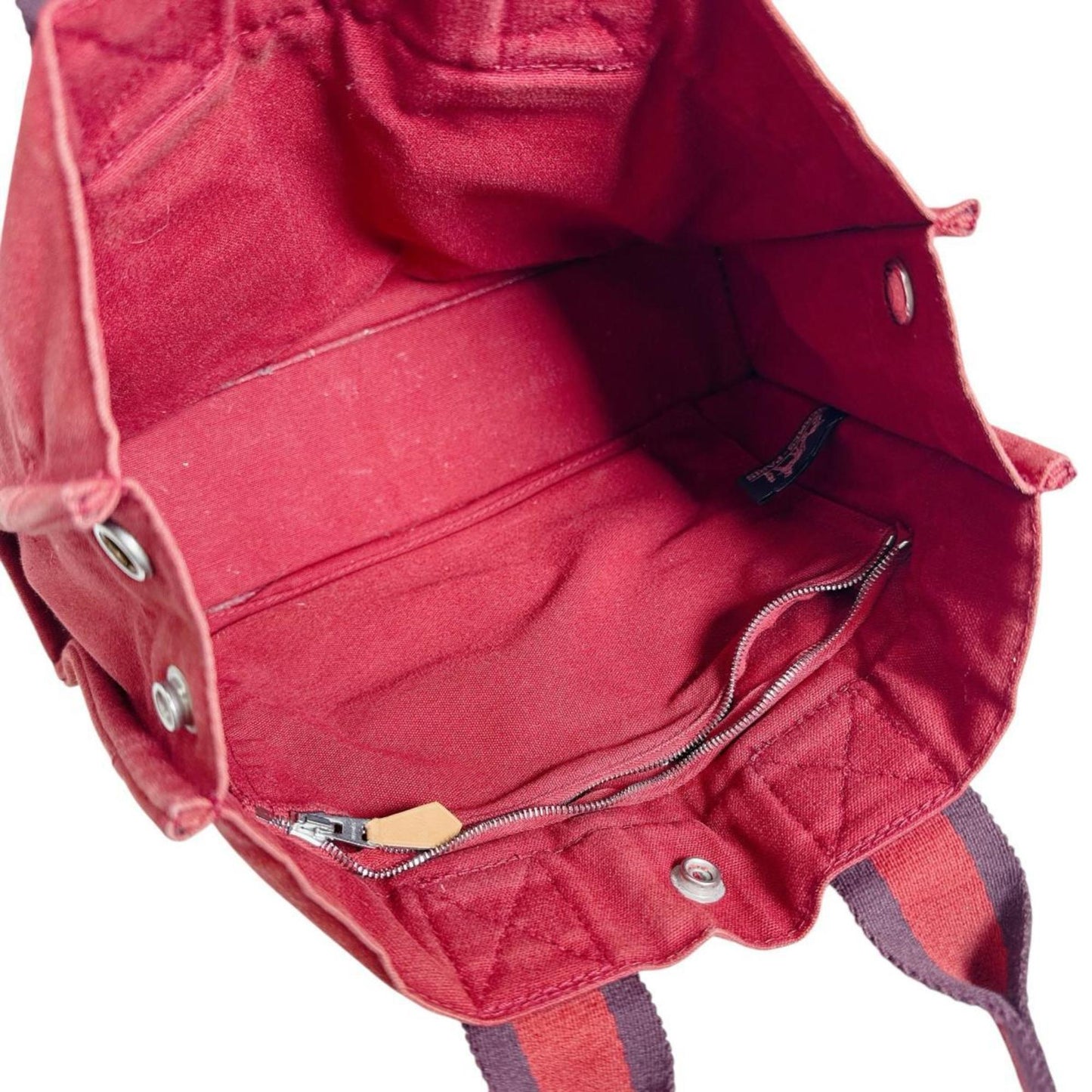 Hermes Herms Foul Tote Pm Canvas Handbag In Red