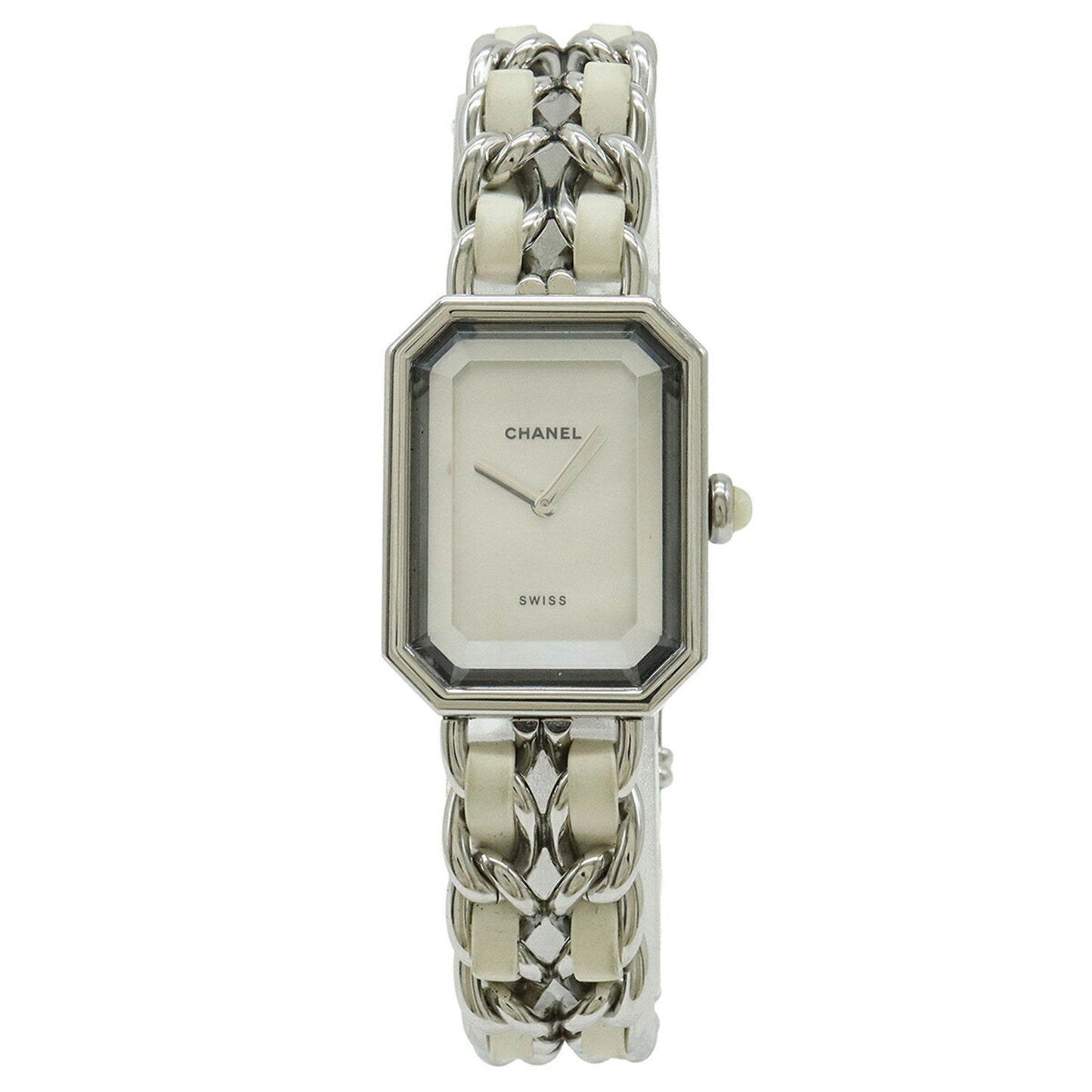 Chanel Premiere White Shell Dial Large Stainless Steel Leather