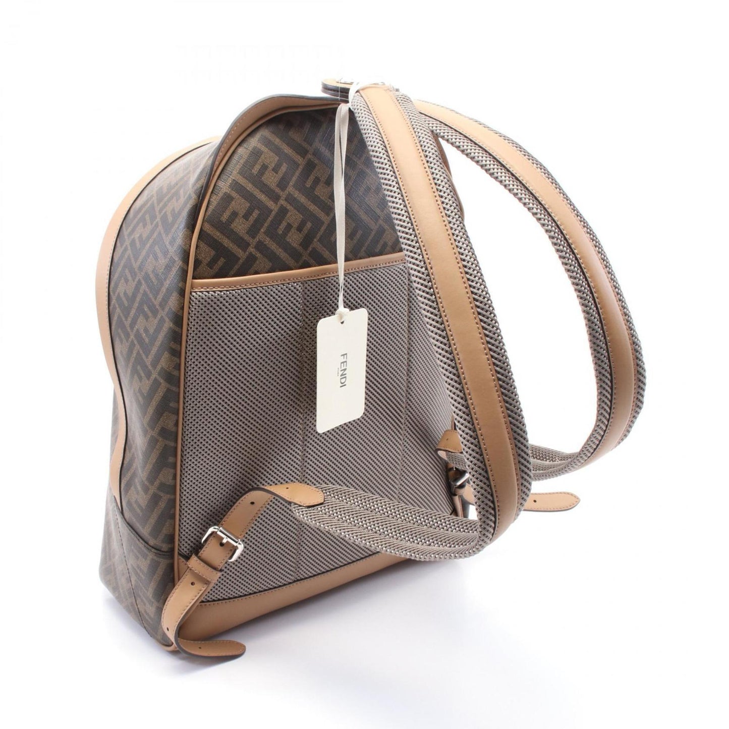 Fendi Chiodo Diagonal Zucca Rucksack Coated Canvas Leather