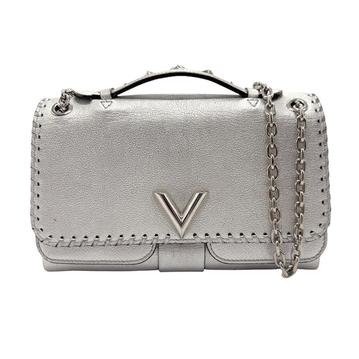 Louis Vuitton Handbag Shoulder Bag Valley Chain Leather Silver