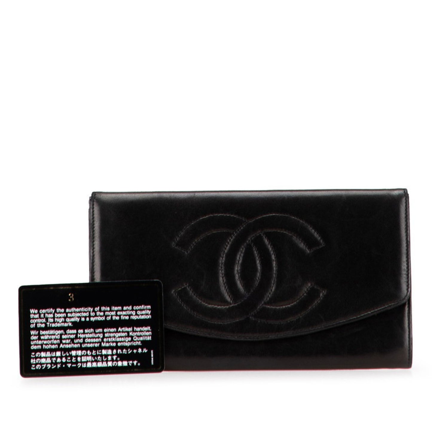 Chanel Coco Mark Long Wallet Black Leather