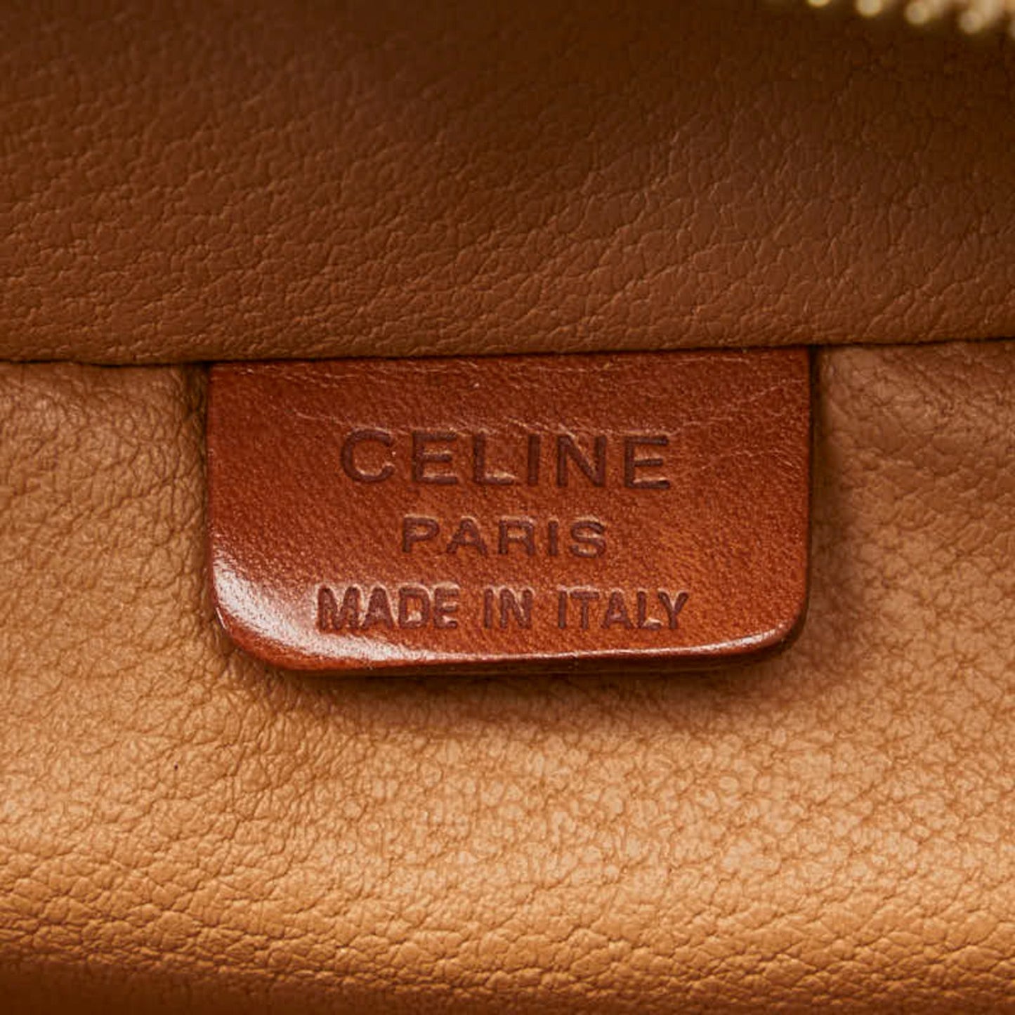 Celine Macadam Vanity Bag Handbag Pouch Brown Pvc Leather