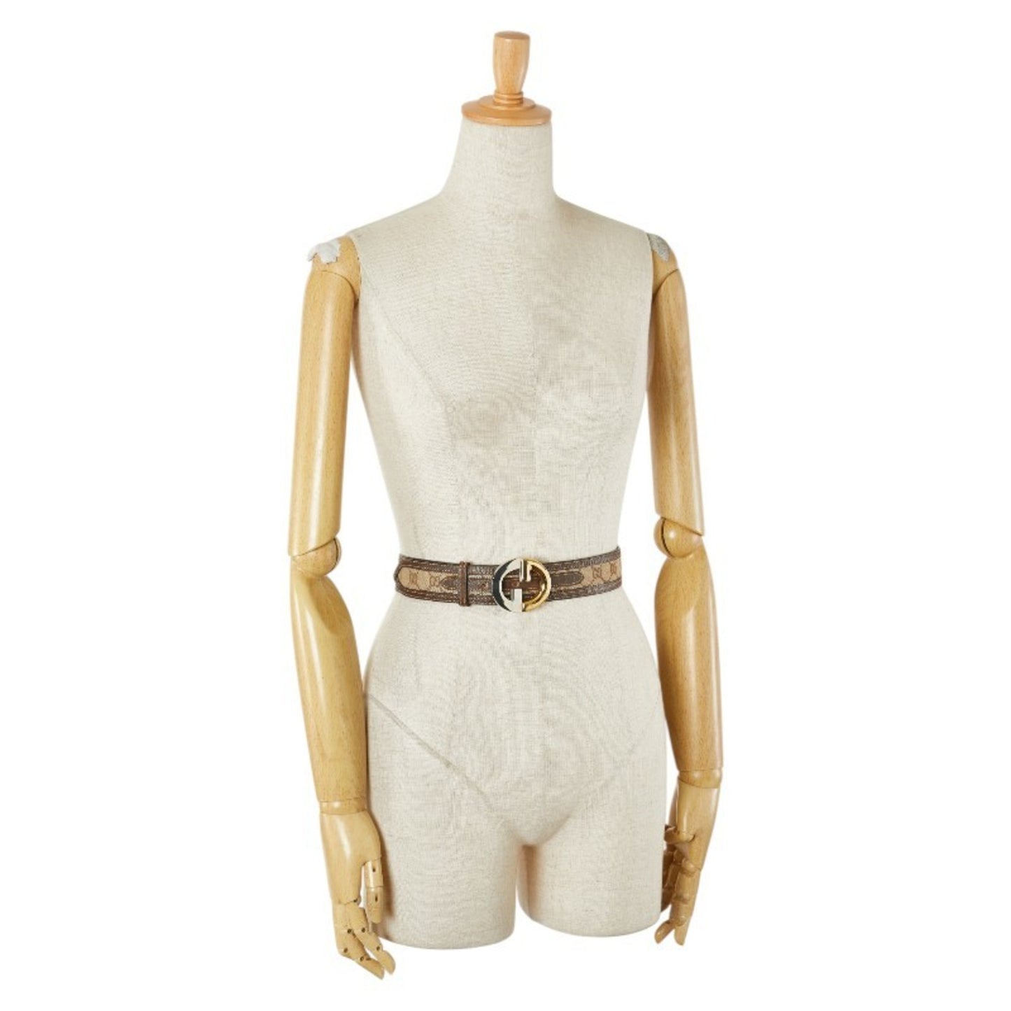 Gucci Gg Canvas Old Belt Size: 70 Beige Brown Leather