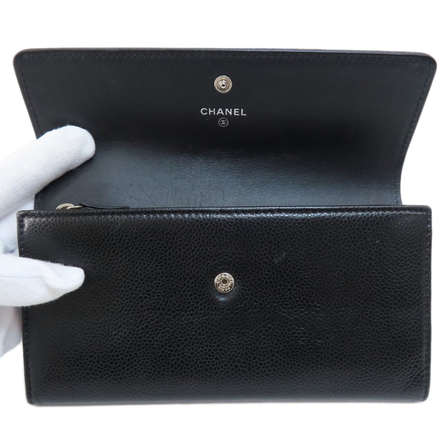 Chanel Coco Mark Long Wallet Caviar Skin