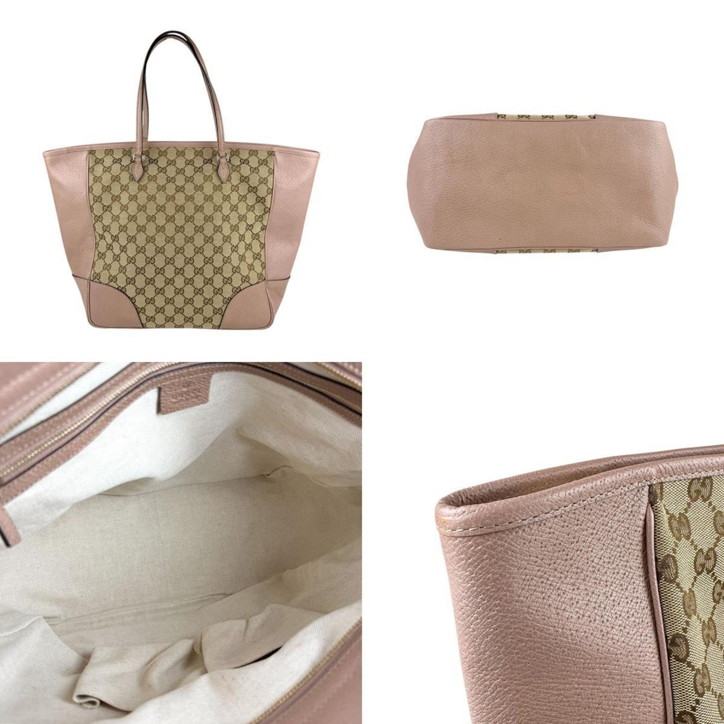 Gucci Handbag Gg Canvas Leather Pink X Brown