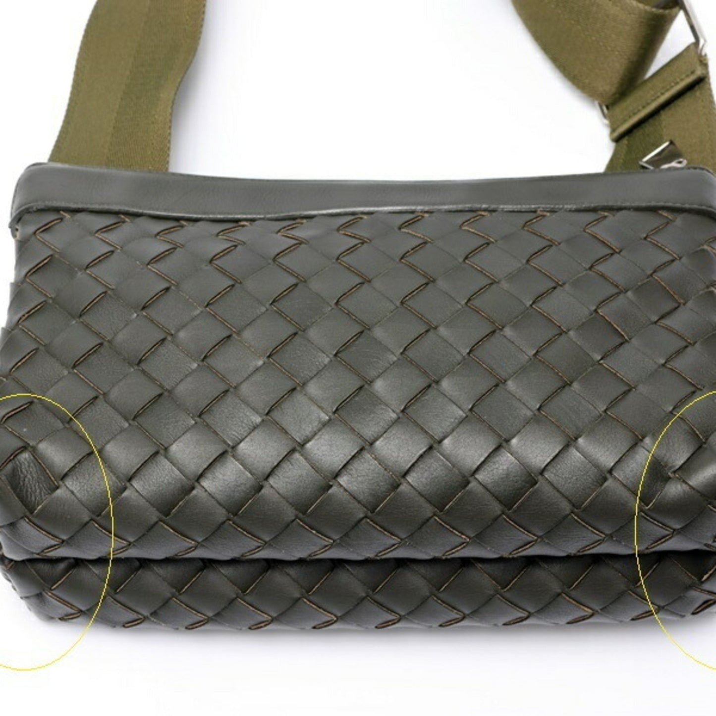 Bottega Veneta Intrecciato Duo Bag Shoulder 651938 Leather Khaki S-158362