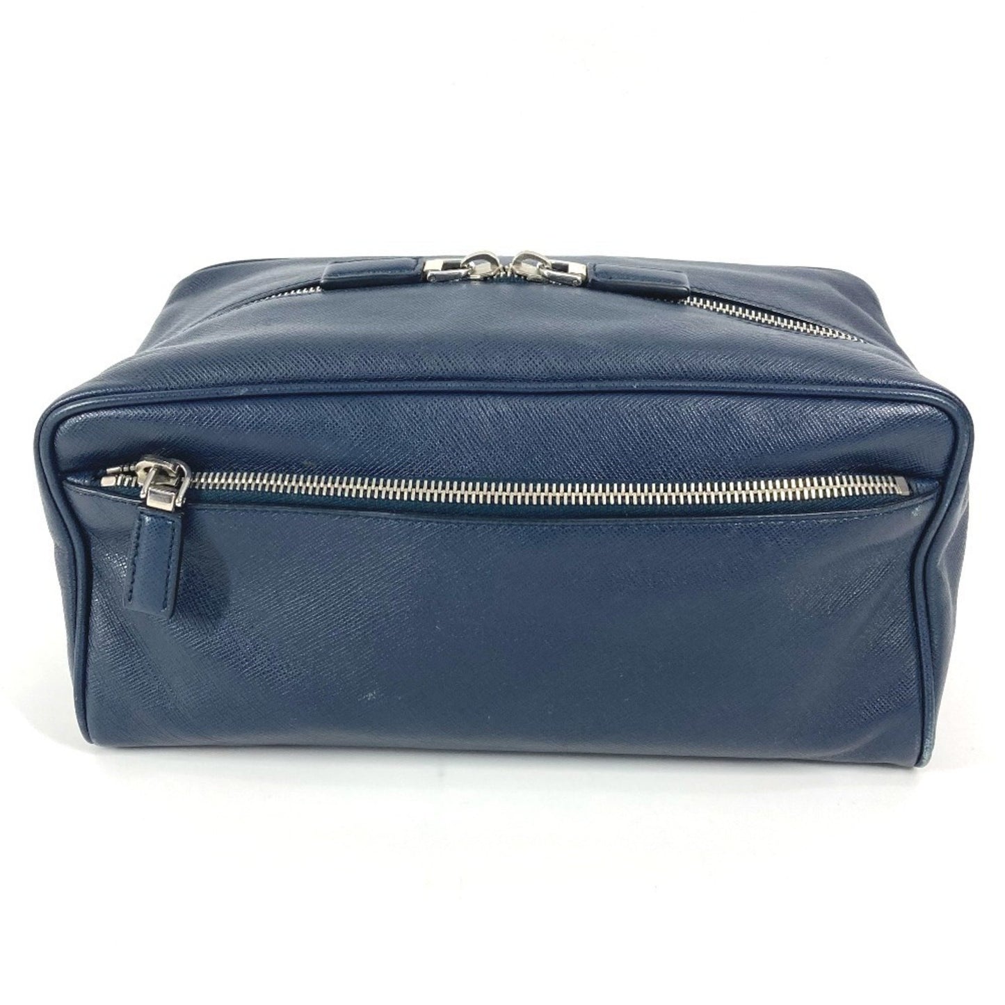 Prada Prada Triangle Logo Plate Bag Second Clutch Saffiano Leather