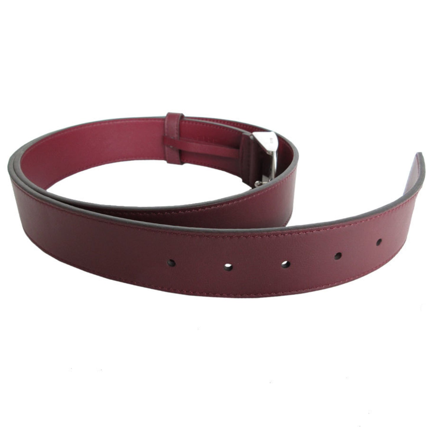 Gucci Belt Leather Metal Burgundy Silver