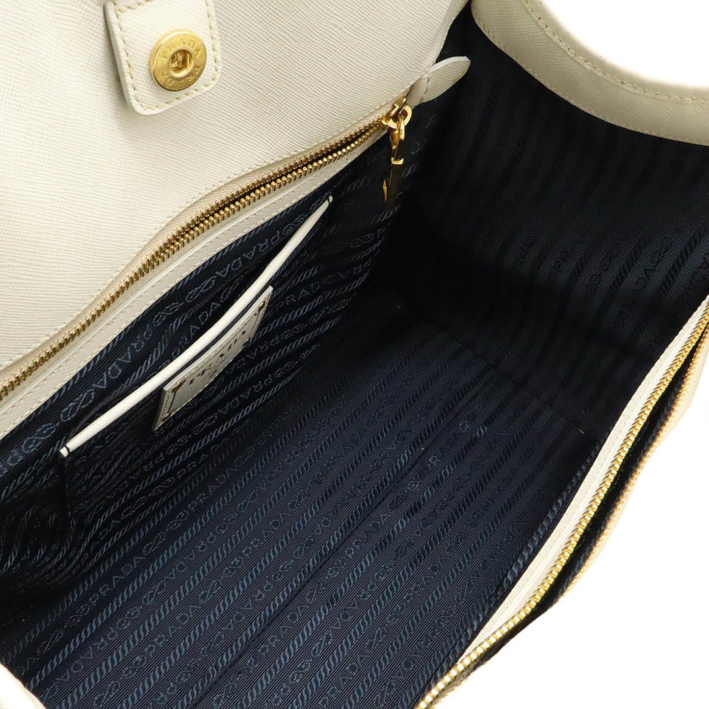 Prada Prada Triangle Handbag Tote Bag Shoulder Denim Leather Blue White Bn2254