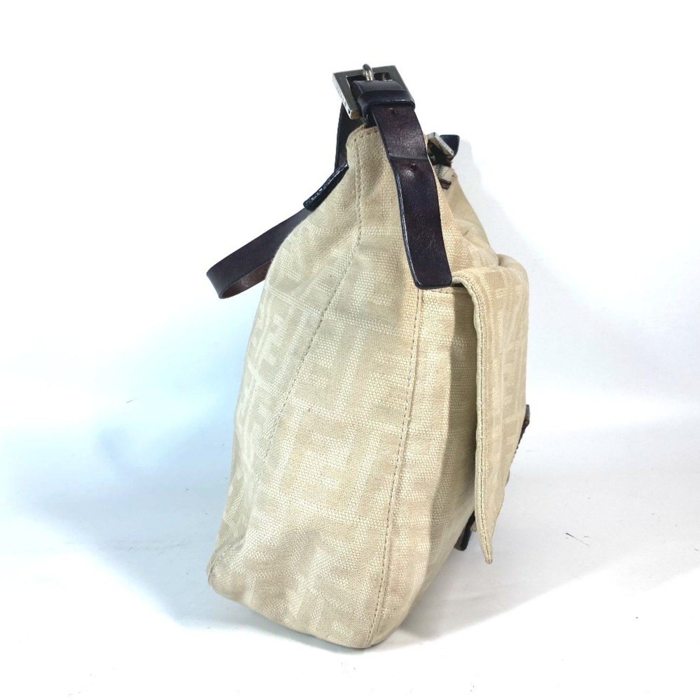 Fendi Zucca Mamma Bucket Shoulder Bag Canvas Leather
