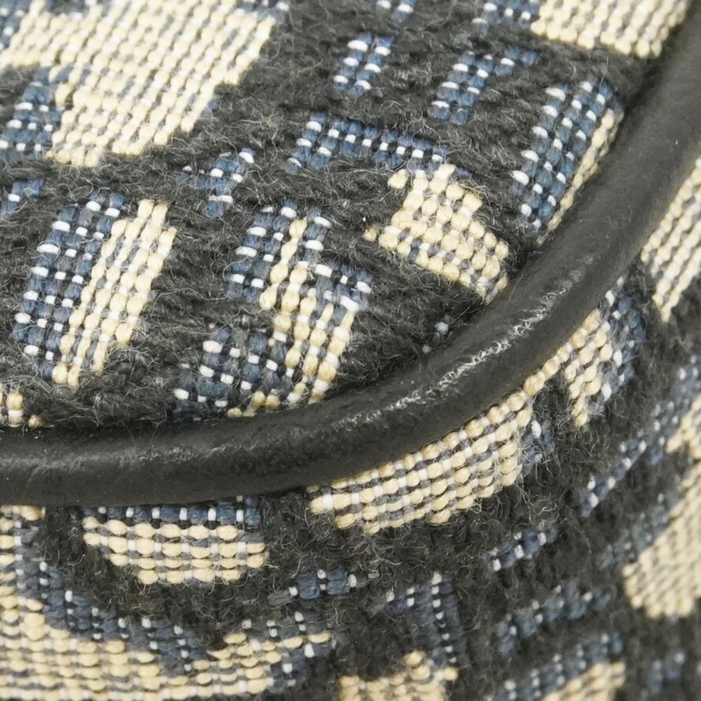 Christian Dior Trotter Saddle Canvas Shoulder Bag In Navy