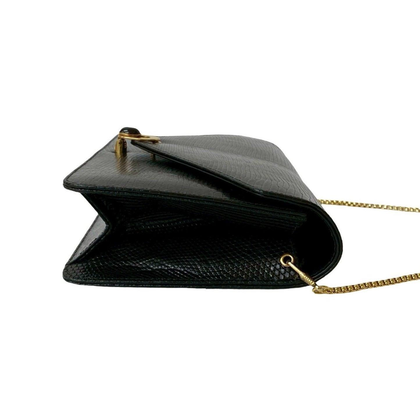 Gucci Old Gucci Leather Genuine Chain Shoulder Bag Pochette Black 41510