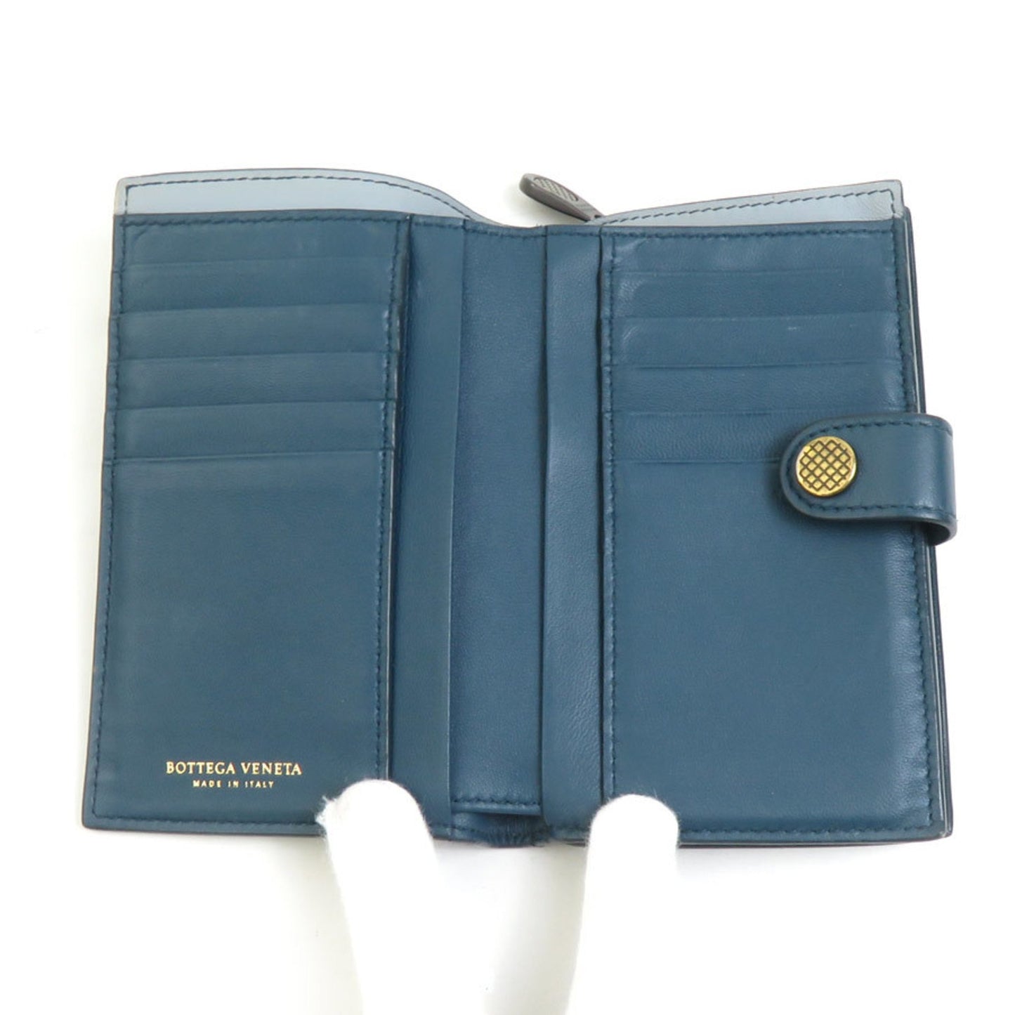 Bottega Veneta Bifold Wallet In Intrecciato Leather Green-Blue For Men And Women