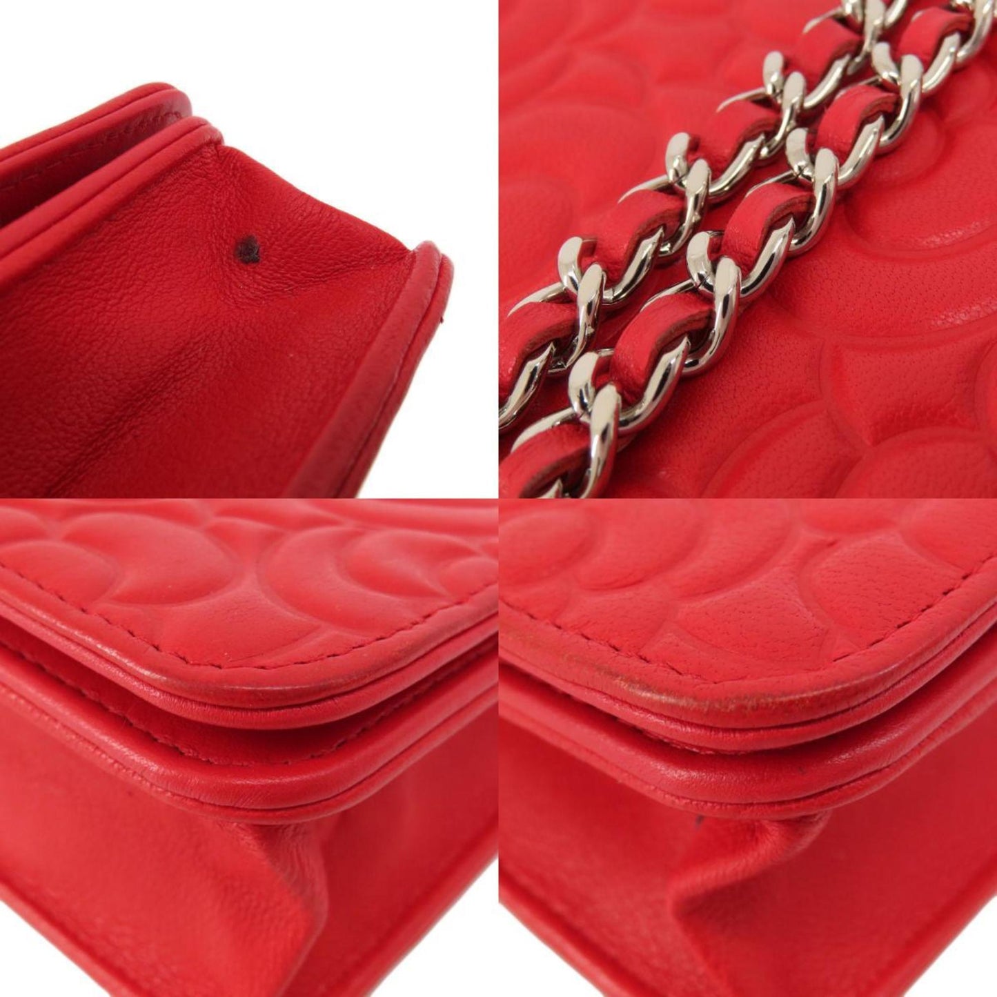 Chanel Chain Wallet Camellia Coco Mark Long Leather