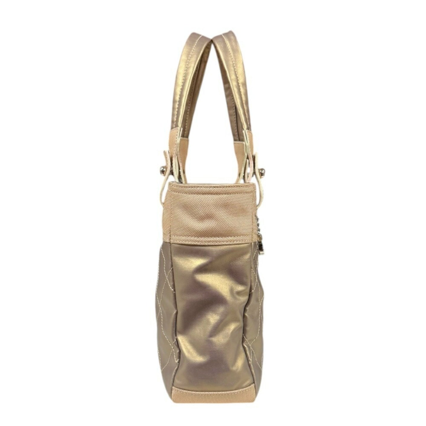 Chanel Paris Biarritz Pm Handbag Coated Canvas A34208 Gold