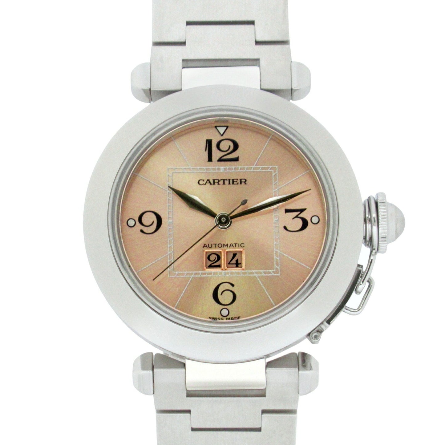 Cartier Pasha C Big Date Watch Stainless Steel Boys Pink W31058M7