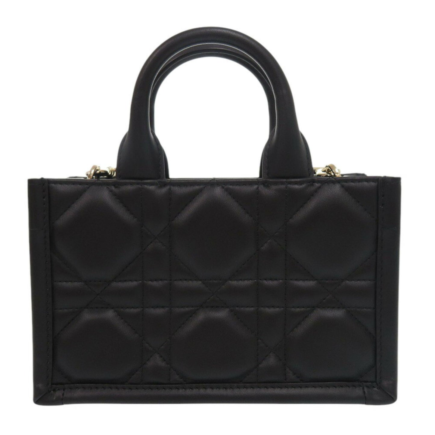 Like New Christian Dior Book Tote Mini Macrocannage S5573Owhp Calfskin Black Handbag Shoulder Bag