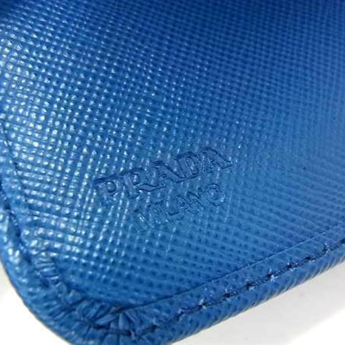 Prada Prada Wallet 1M1348 Blue Saffiano Leather Round Bifold Long