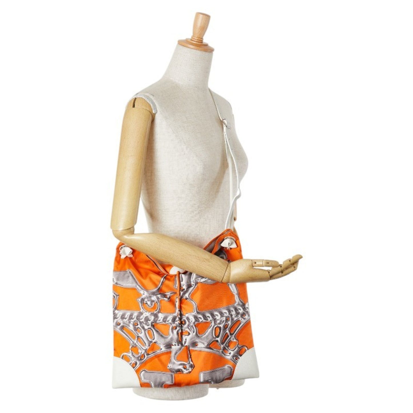 Hermes Silky City Pm Shoulder Bag Orange Silk Leather