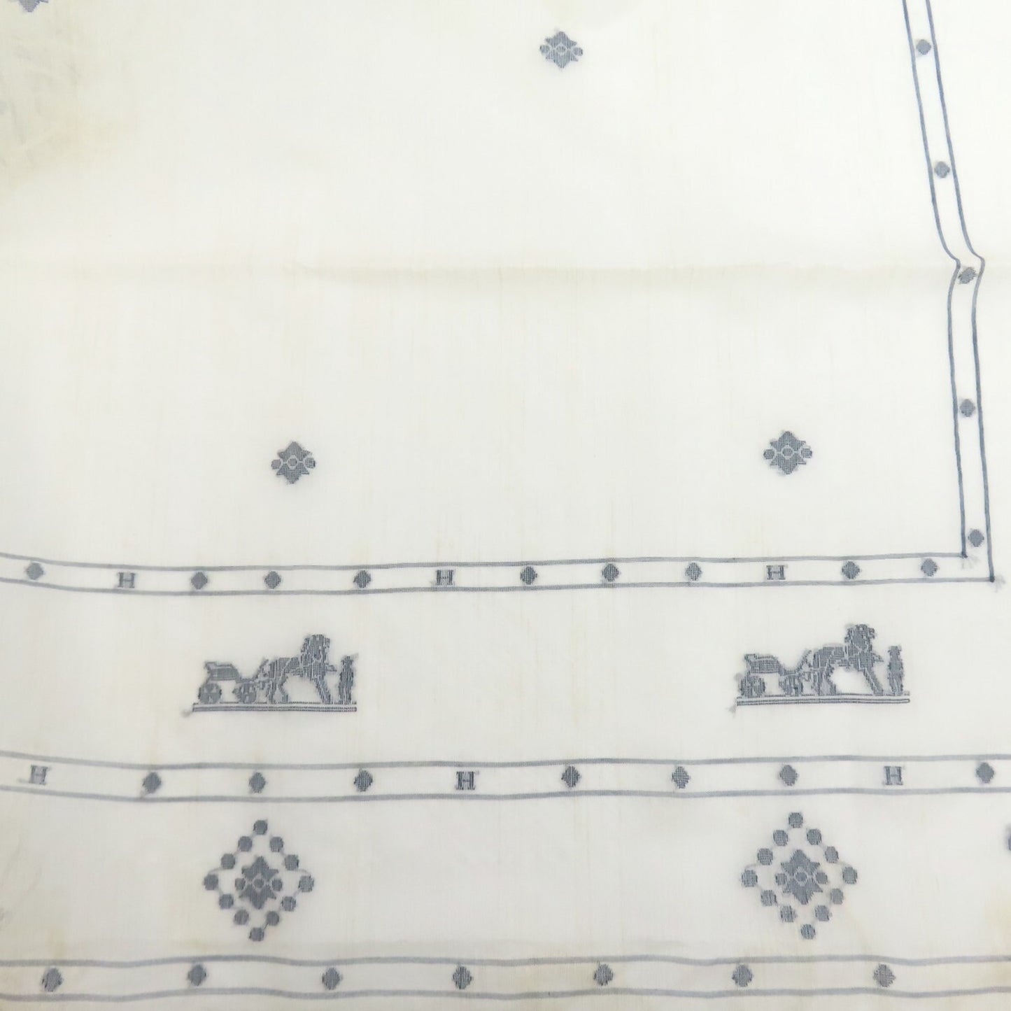 Hermes Carriage Pattern Scarf Silk Cotton