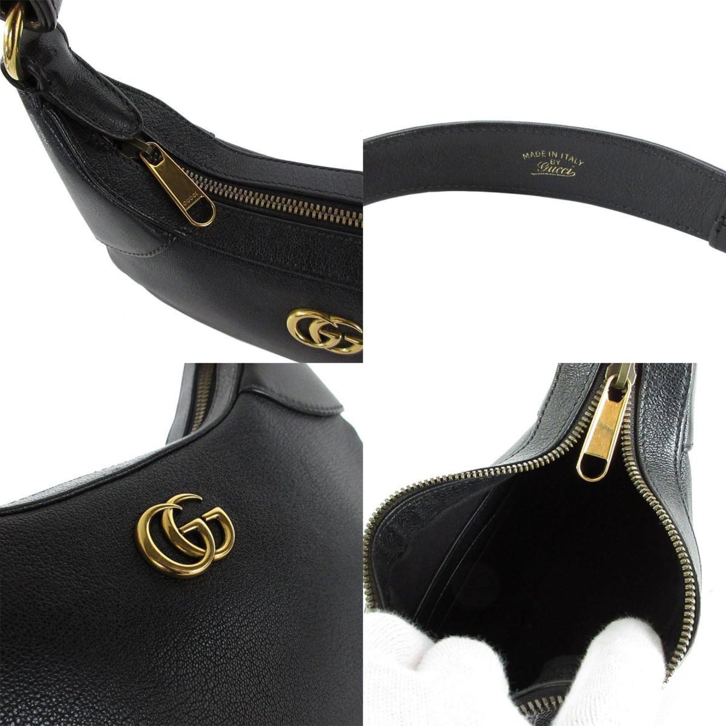 Gucci Shoulder Bag Gg Marmont Leather Black Gold