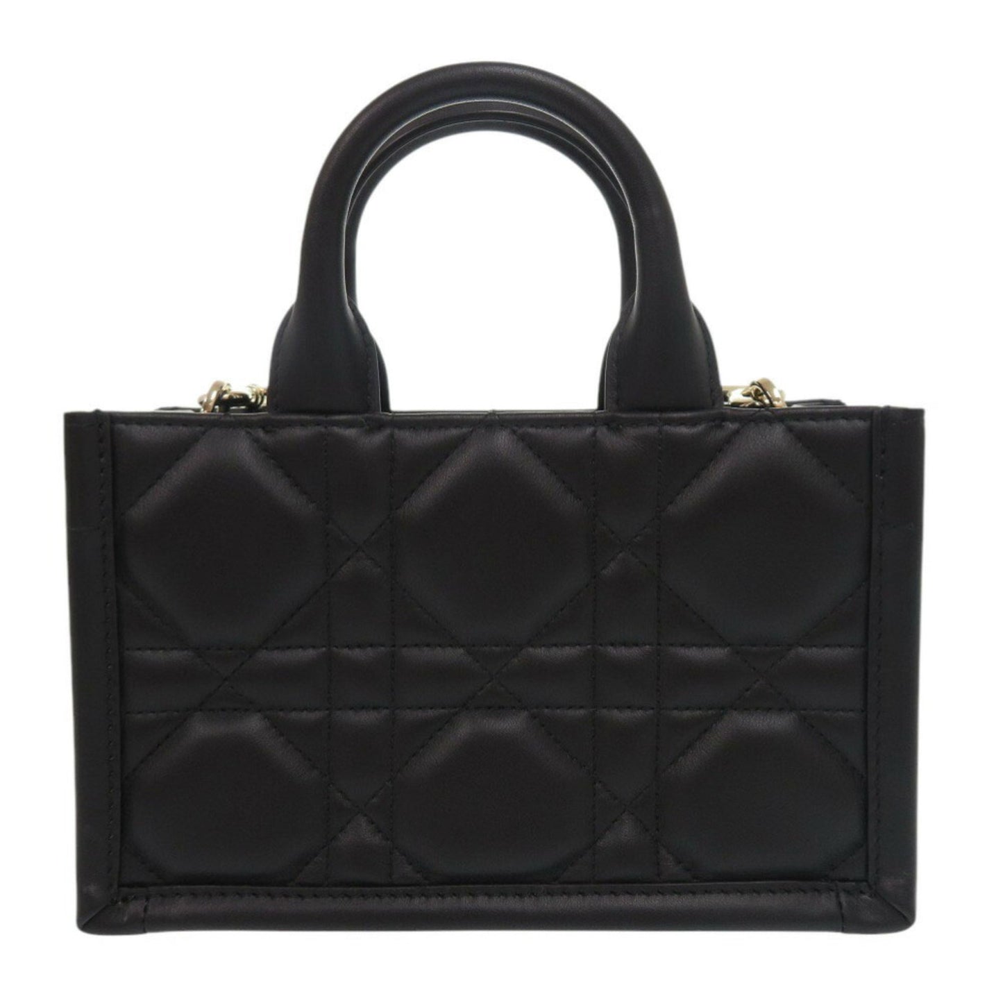 Like New Christian Dior Book Tote Mini Macrocannage S5573Owhp Calfskin Black Handbag Shoulder Bag