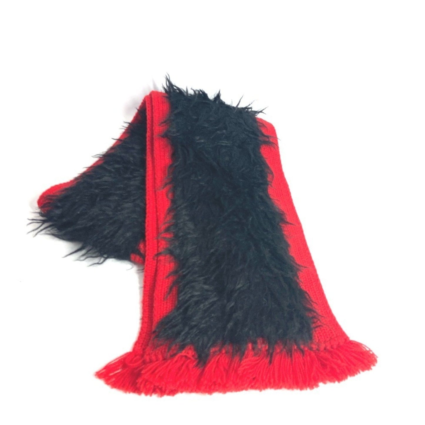 Prada Prada Bicolor Fur Scarf Wool Cotton