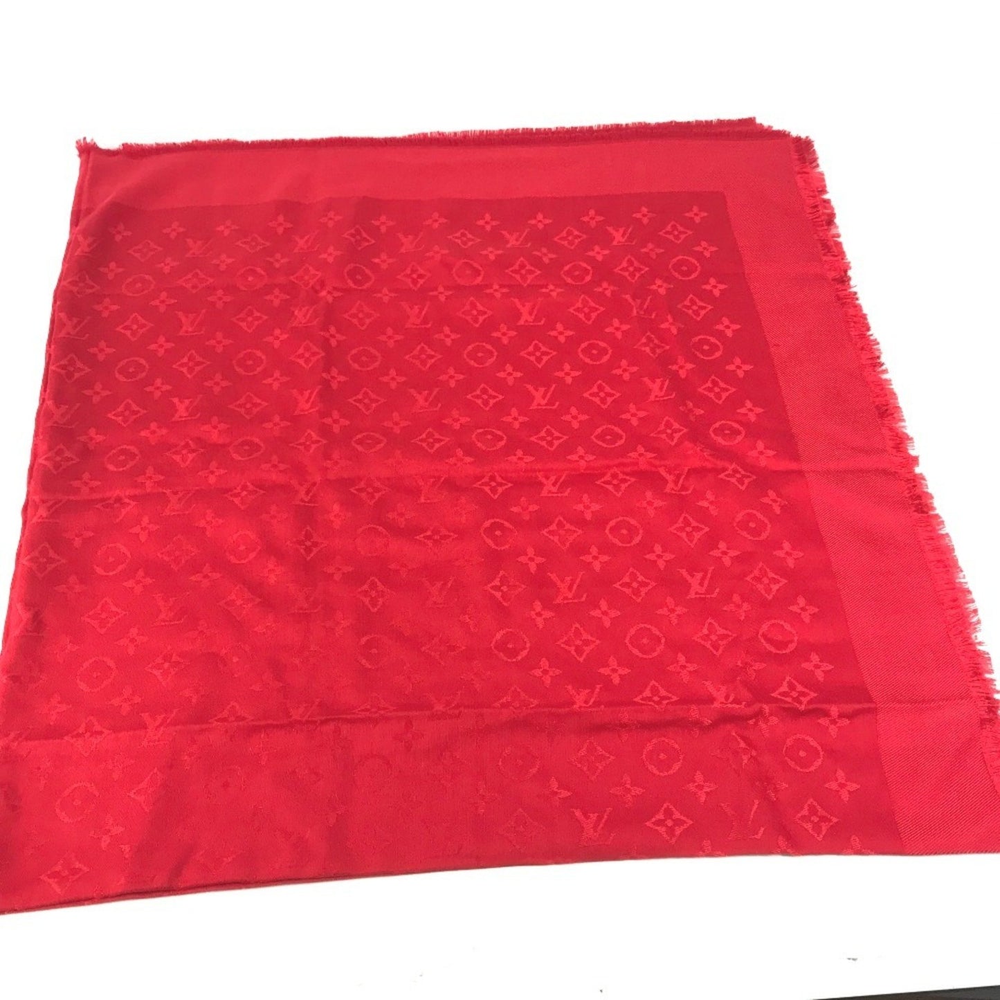 Louis Vuitton Louis Vuitton Monogram Stole Scarf Fringe Shawl Wool Silk