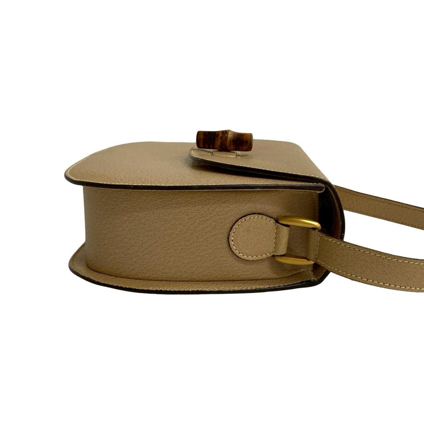 Gucci Old Gucci Bamboo Turnlock Leather Shoulder Bag/Pochette Beige 96-10