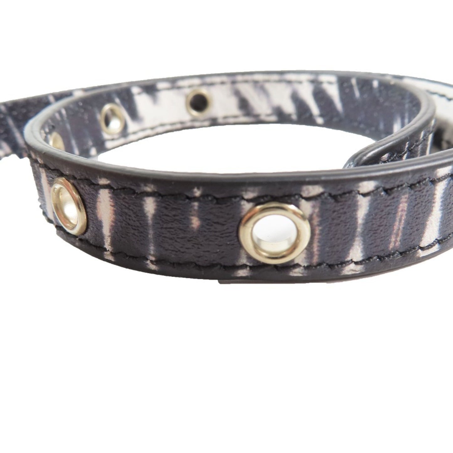 Christian Dior Leather Gold Hardware Logo Buckle Animal Print Narrow Belt All-Over Pattern Black