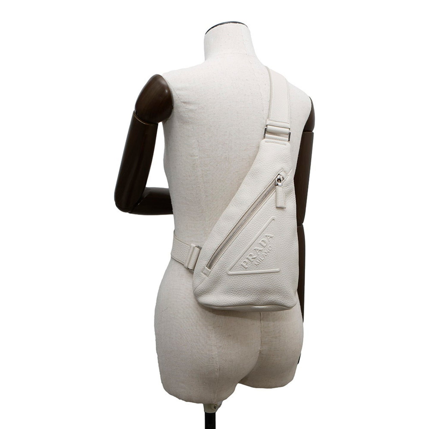 Prada Triangle Leather Body Bag 2Vz098 Prada White