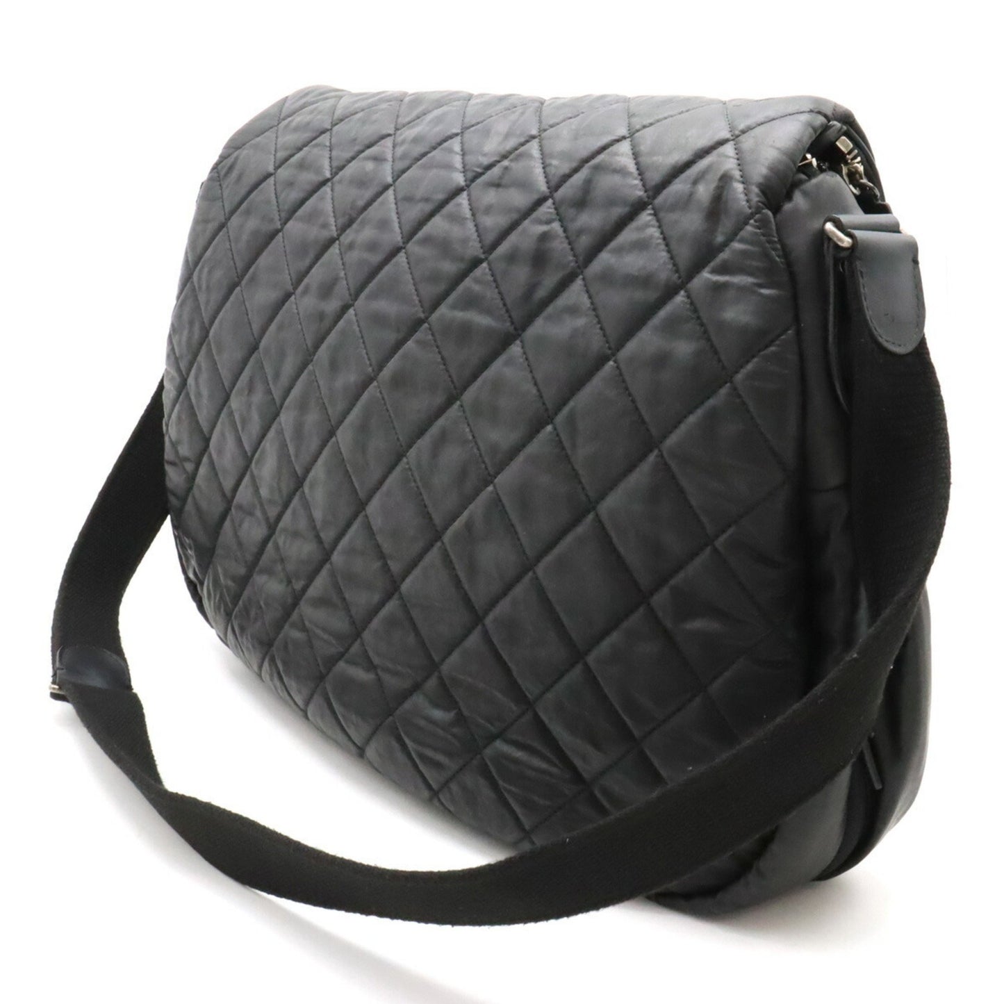 Chanel Coco Cocoon Shoulder Bag Quilted Nylon Leather Black A66507