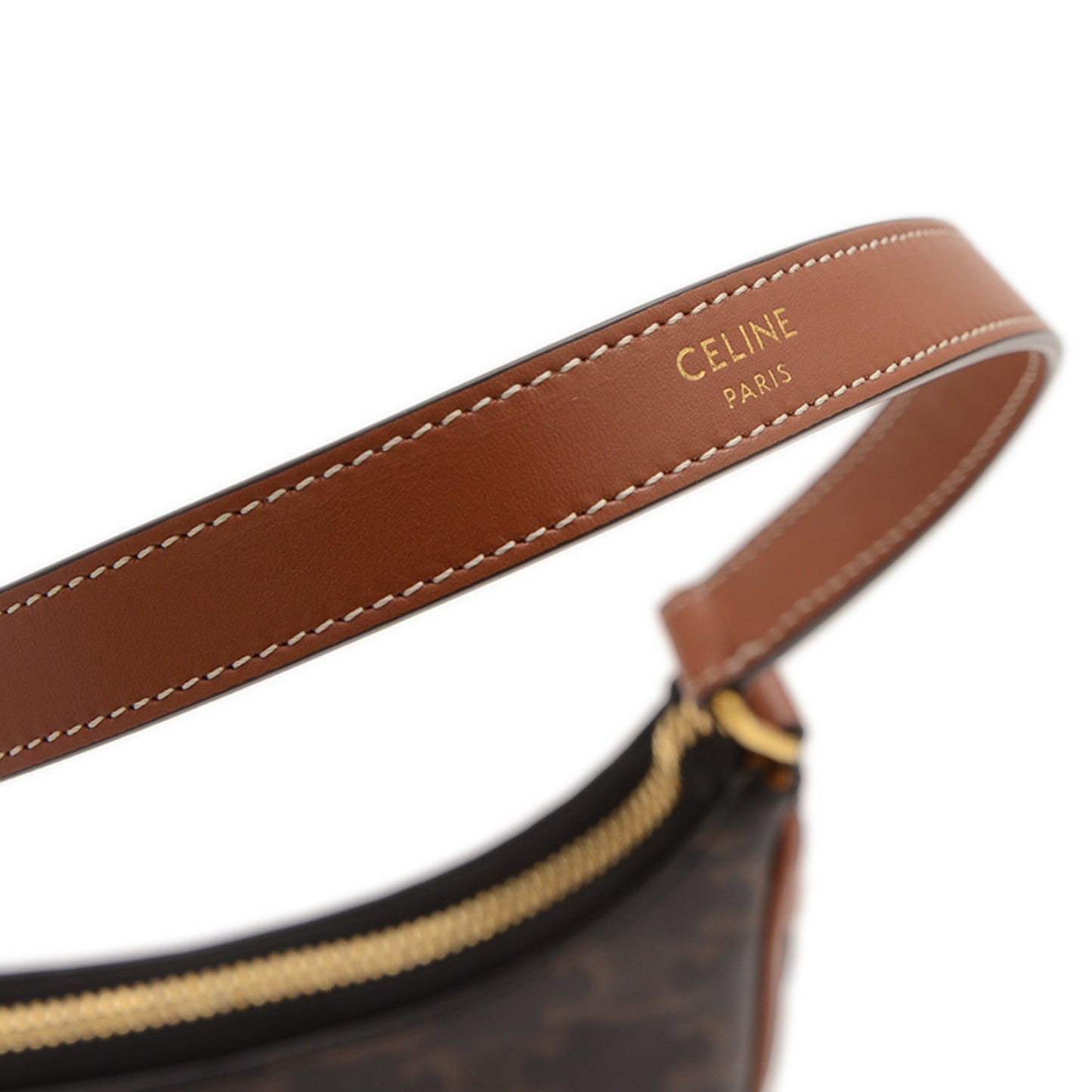 Celine Triomphe Ava Mini Handbag Pouch Tan Black
