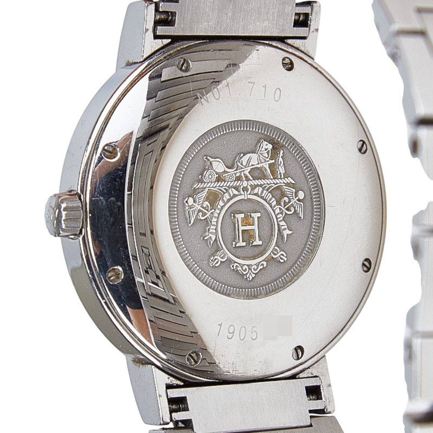Hermes Nomade Watch No1.710 Kinetic White Dial Stainless Steel