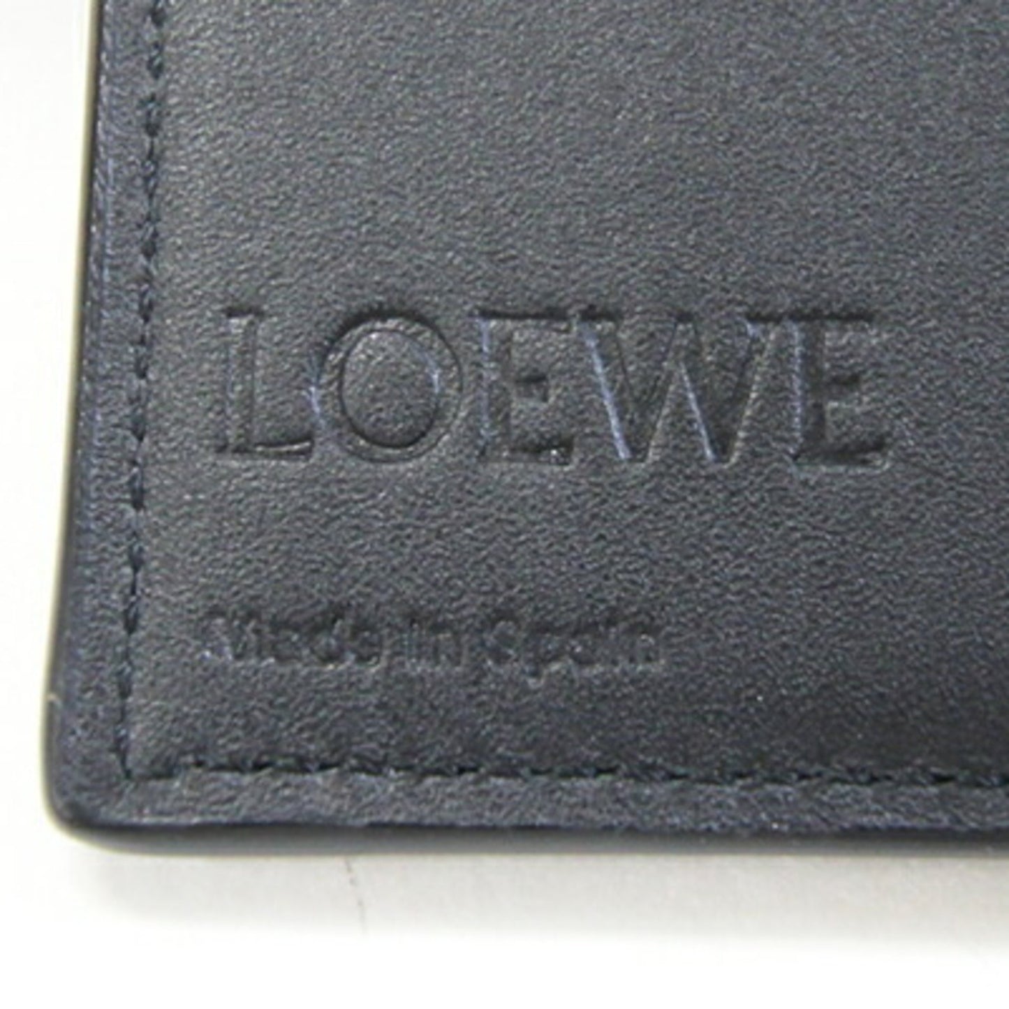 Loewe Bi-Fold Wallet Anagram Vertical Bifold C660302X02 Navy Black Leather Bi-Color