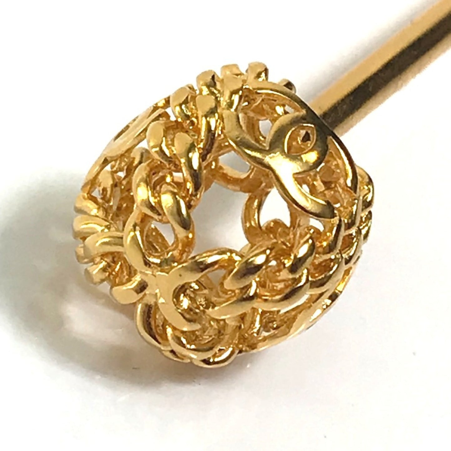 Chanel 98A Coco Mark Chain Ball Vintage Kanzashi Hairpin Metal