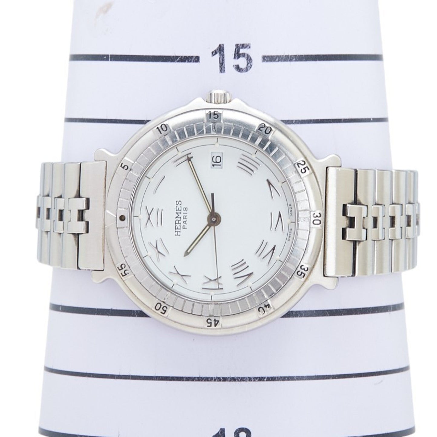 Herms Captain Nemo Quartz Watch With White Dial And Stainless Steel