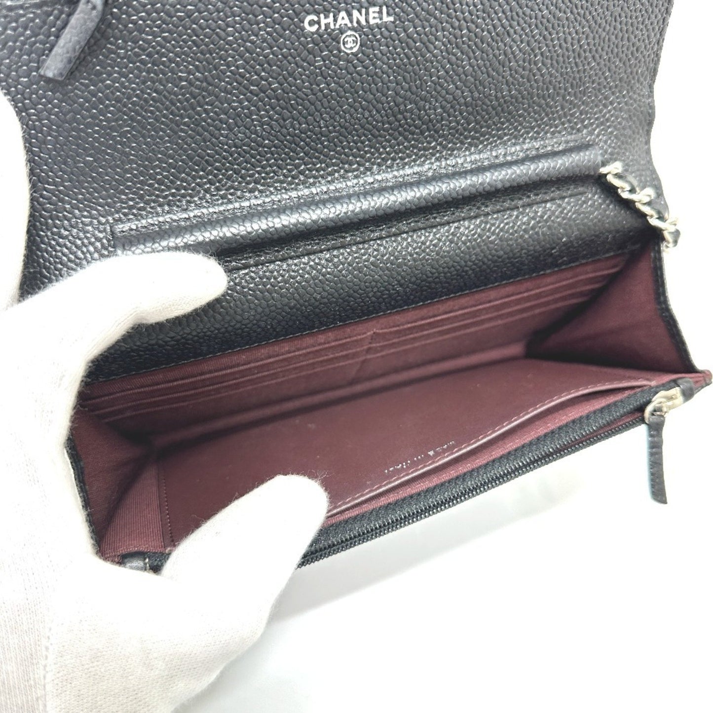 Chanel Ap0250 Matelasse Chain Wallet Shoulder Bag In Caviar Leather