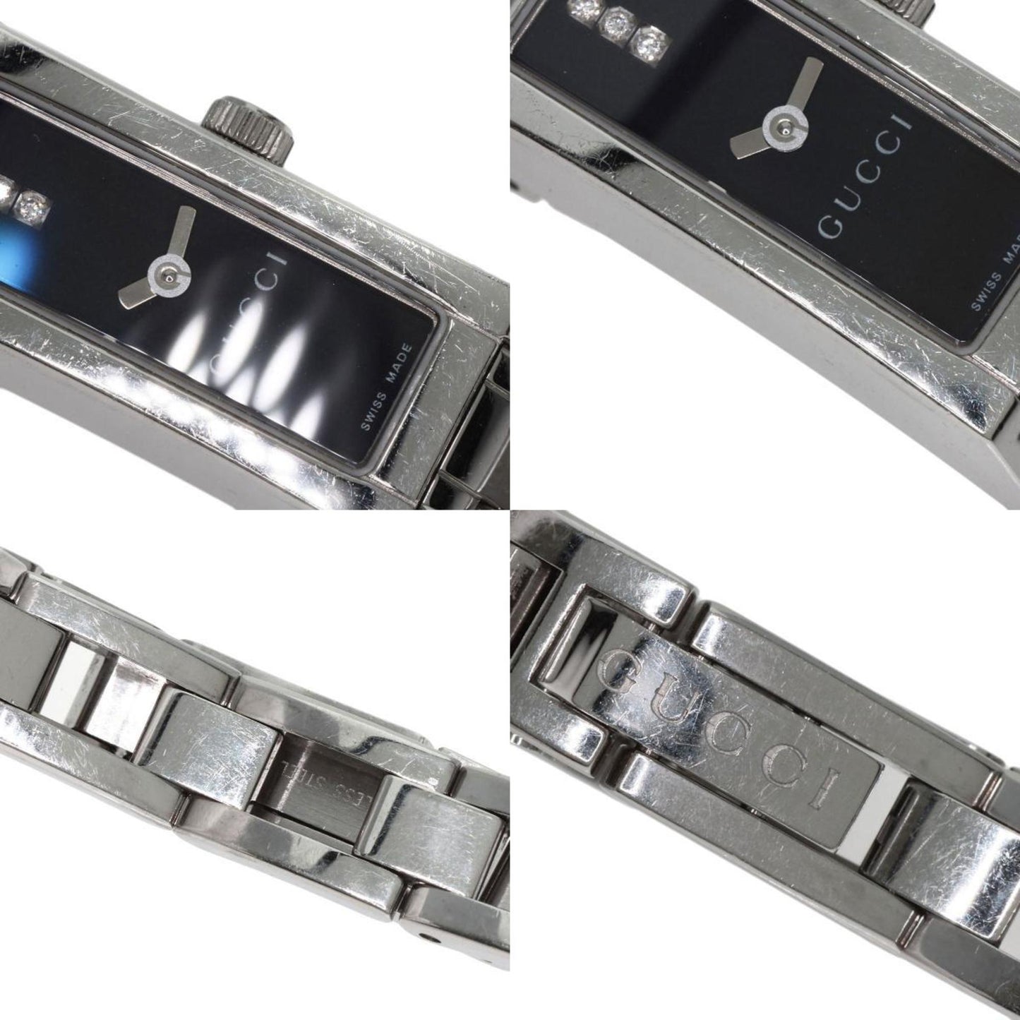 Gucci 110 Square Face 3P Diamond Watch Stainless Steel Ss